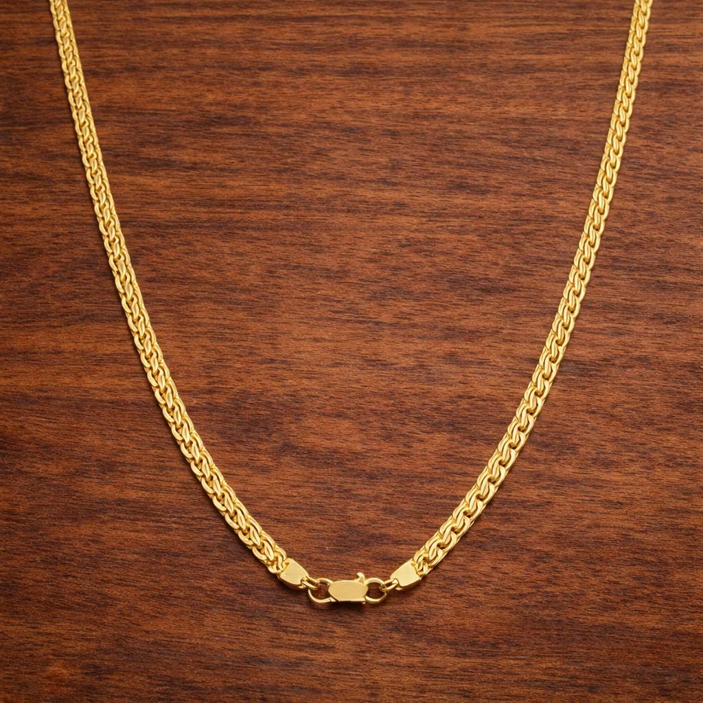18K Gold 6MM Sideways Figaro Chain Necklace, Unisex Wedding Jewelry