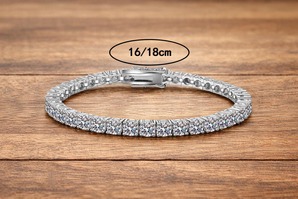 3mm Moissanite Tennis Bracelet, S925 Sterling Silver, Dainty Minimalist Jewelry, Wedding Gift