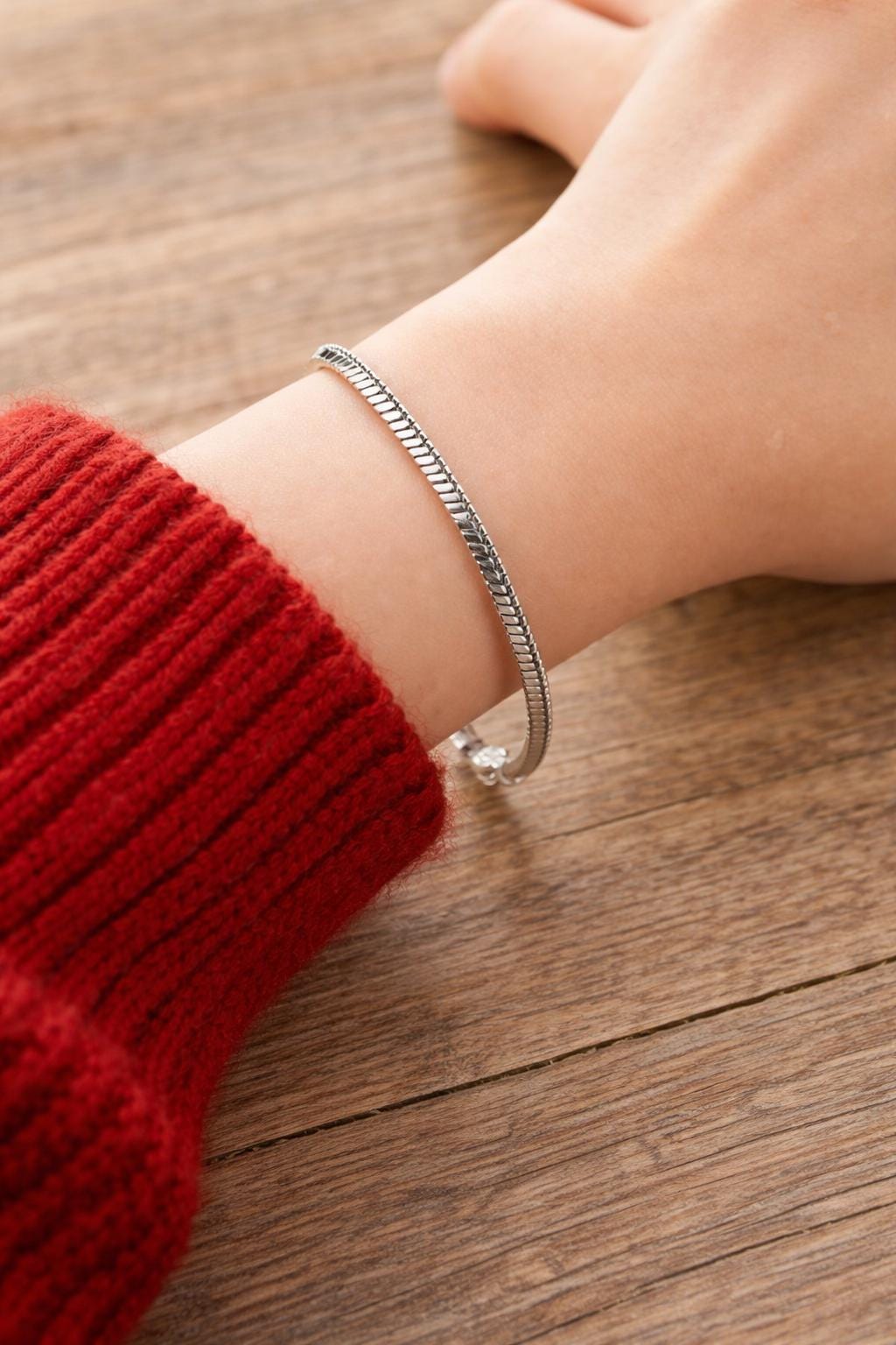 925 Sterling Silver Snake Chain Bracelet, Minimalist Elegant Jewelry, Adjustable 16-23cm