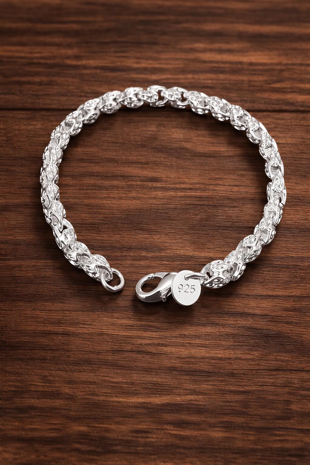 Vintage Boho Sterling Silver Chain Bracelet, Minimalist Everyday Jewelry
