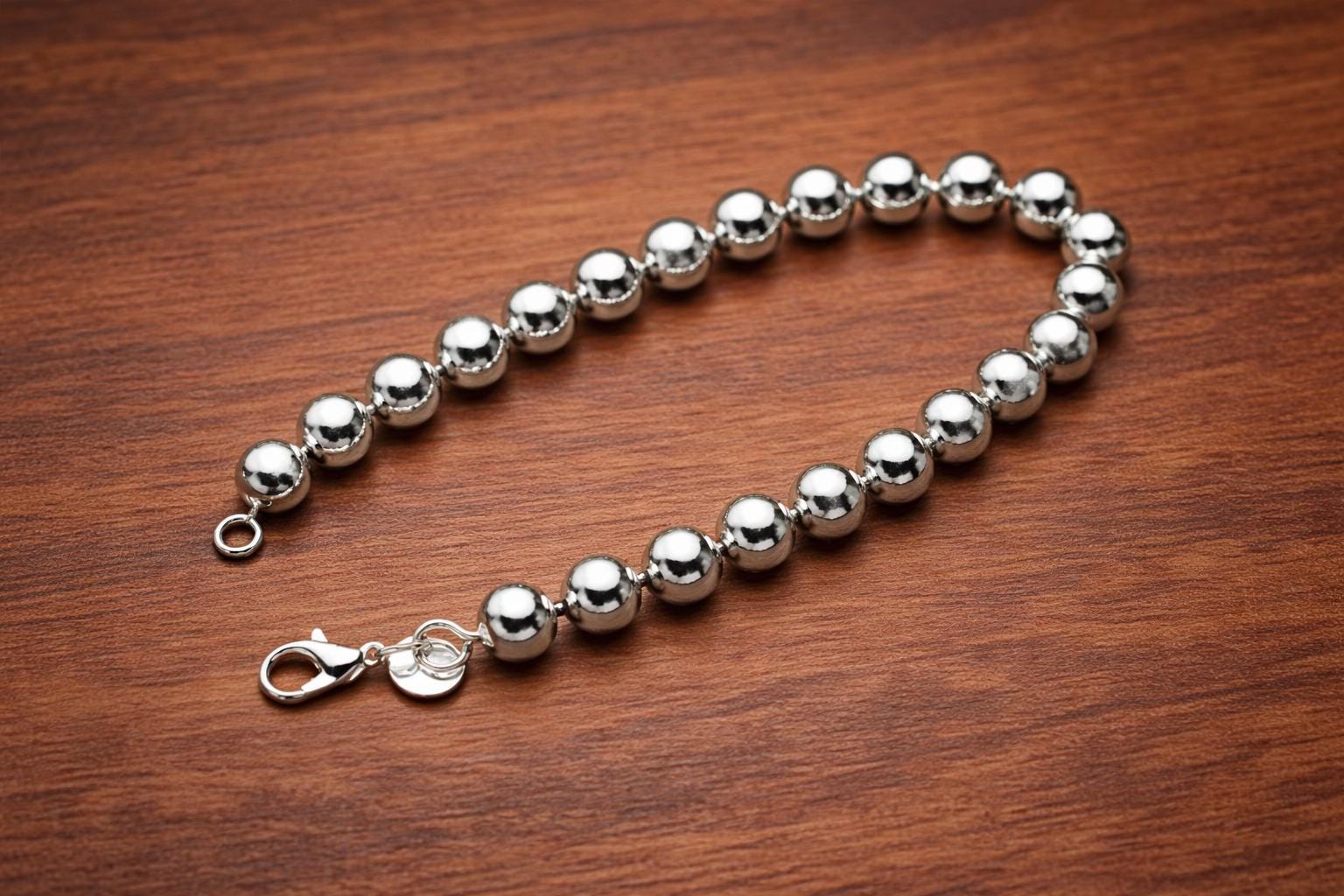 925 Sterling Silver Bead Chain Set, Minimalist Couple Jewelry Necklace Bracelet