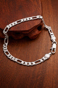 925 Sterling Silver Figaro Chain Bracelet, 4mm Unisex Minimalist Punk Jewelry