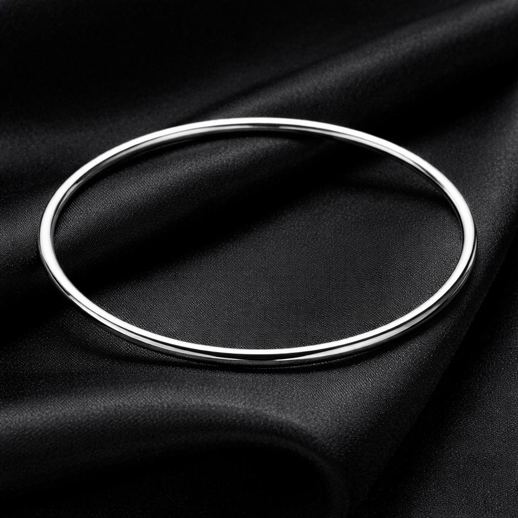 925 Sterling Silver Plated Bangle Bracelet, 3mm Smooth Minimalist Everyday Jewelry