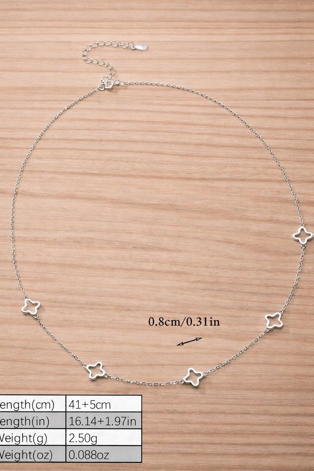 925 Sterling Silver Hollow Clover Necklace, Minimalist Lucky Charm Jewelry