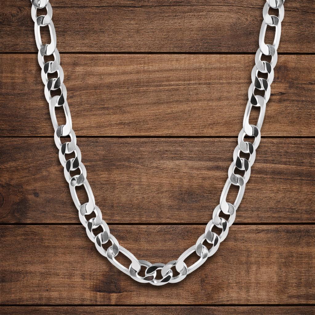 8MM Sterling Silver Plated Geometry Chain Necklace, Unisex Minimalist Jewelry