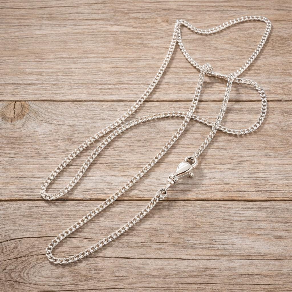 8MM Sterling Silver Plated Geometry Chain Necklace, Unisex Minimalist Jewelry