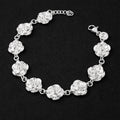 925 Sterling Silver Rose Bracelet, Adjustable Floral Charm Jewelry Gift