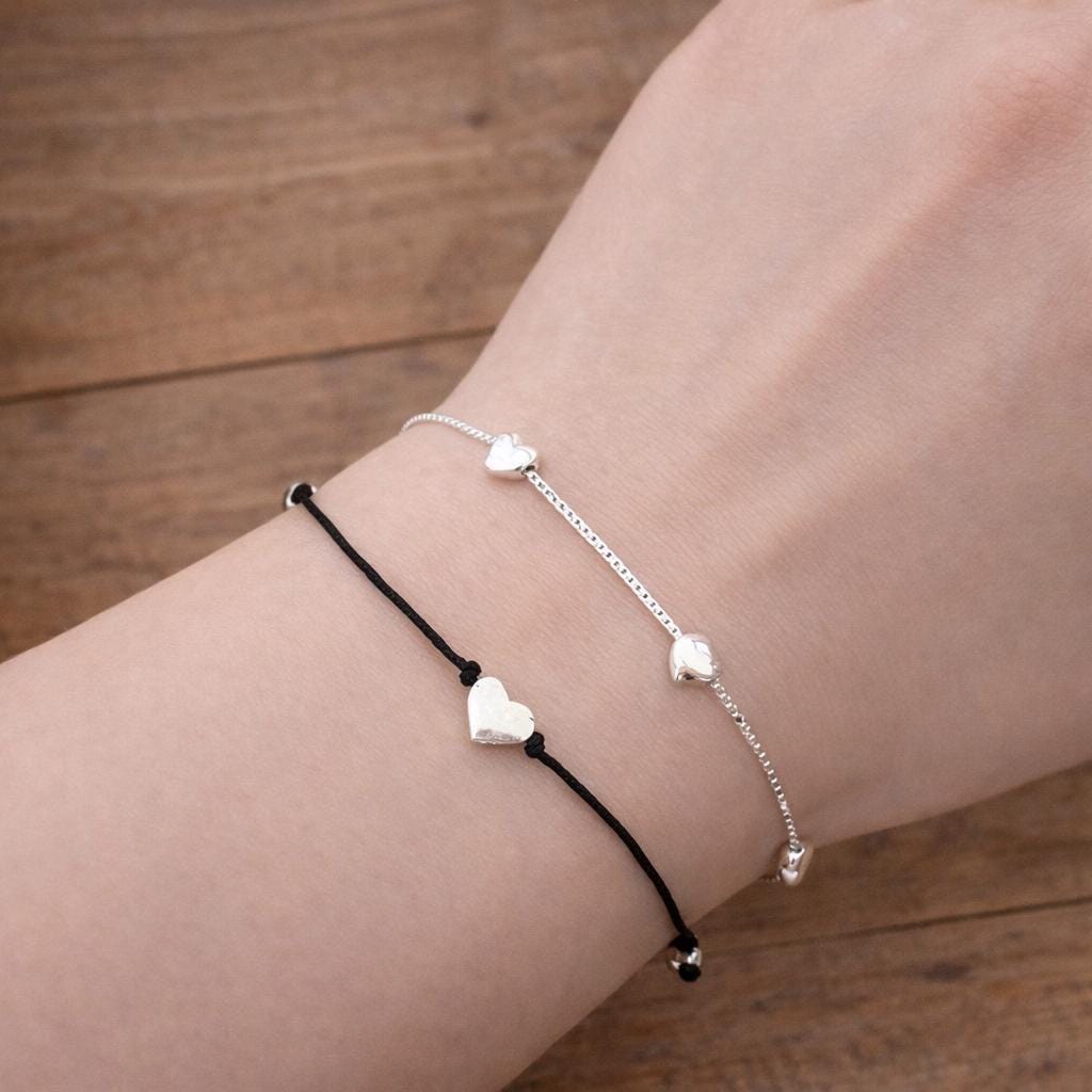Sterling Silver Heart Bracelet, Vintage Elegant Minimalist Jewelry