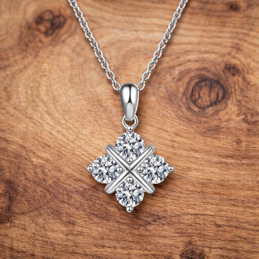 925 Sterling Silver Moissanite Necklace, 1.2 Carat Sparkling Pendant, Women's Luxury Jewelry