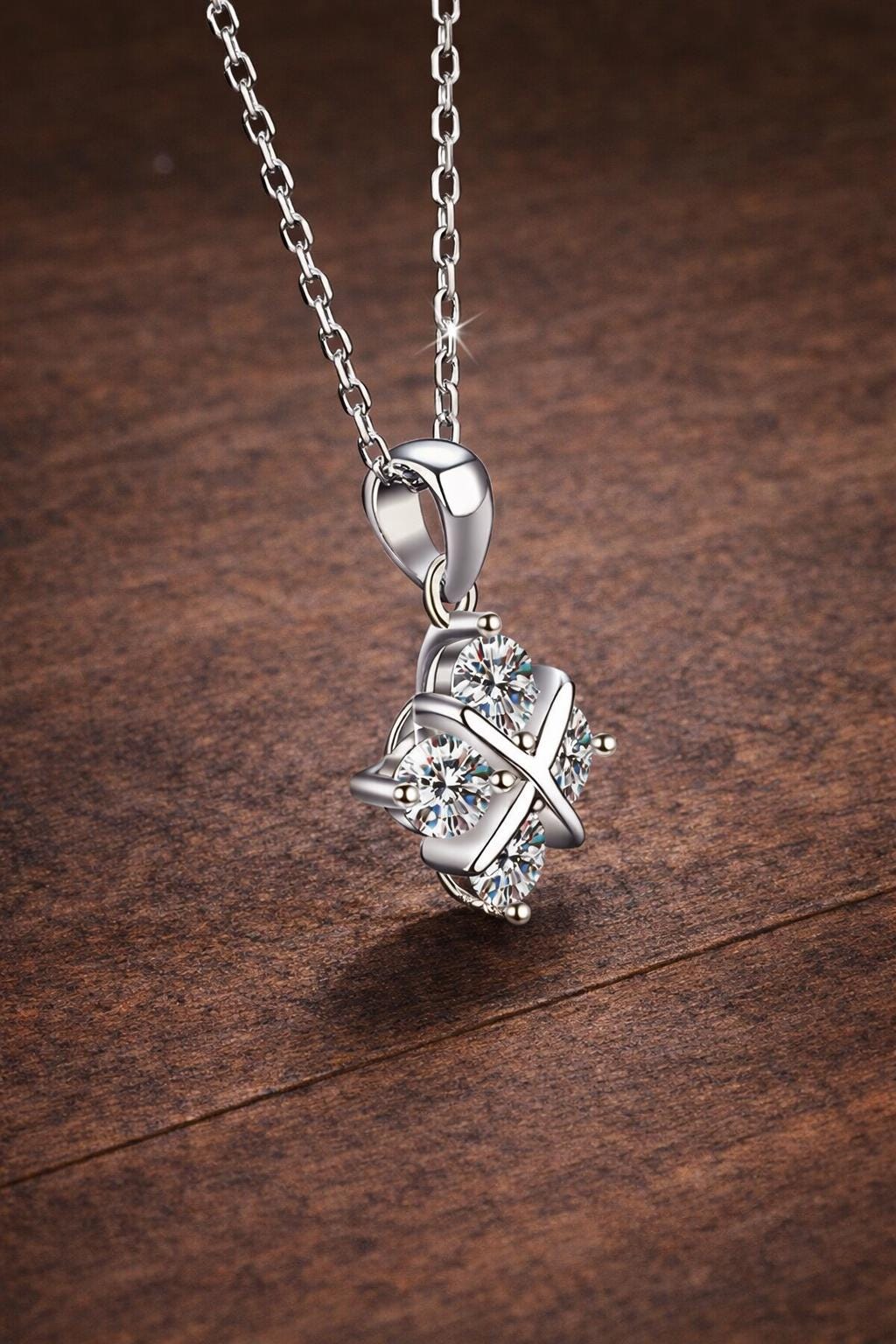 925 Sterling Silver Moissanite Necklace, 1.2 Carat Sparkling Pendant, Women's Luxury Jewelry