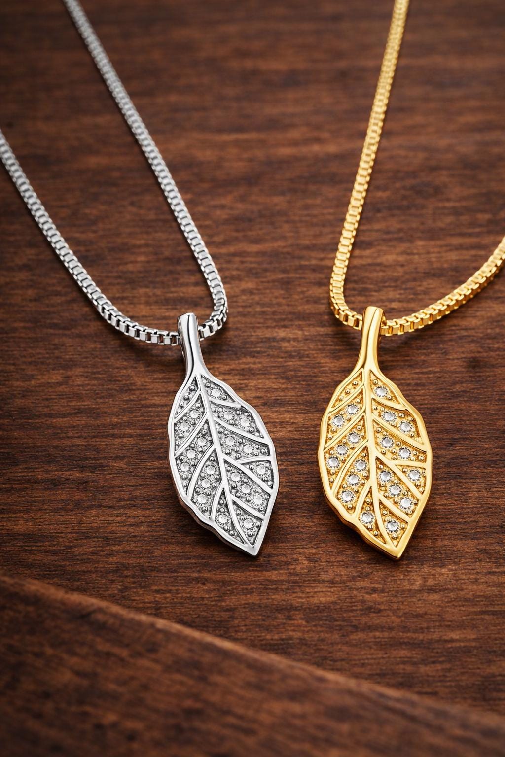 Sterling Silver Leaf Pendant Necklace, Minimalist Mori Style Nature Jewelry