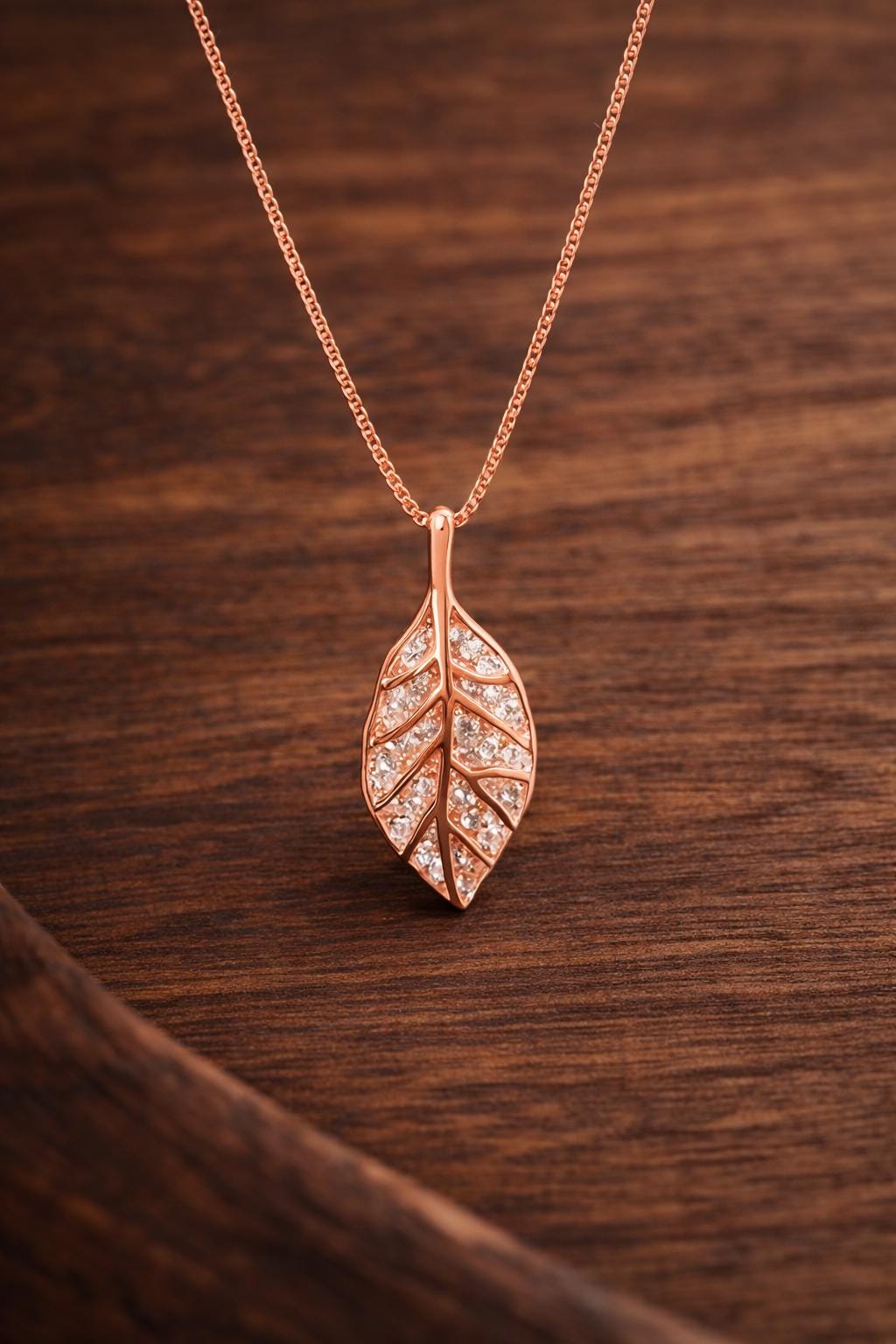 Sterling Silver Leaf Pendant Necklace, Minimalist Mori Style Nature Jewelry