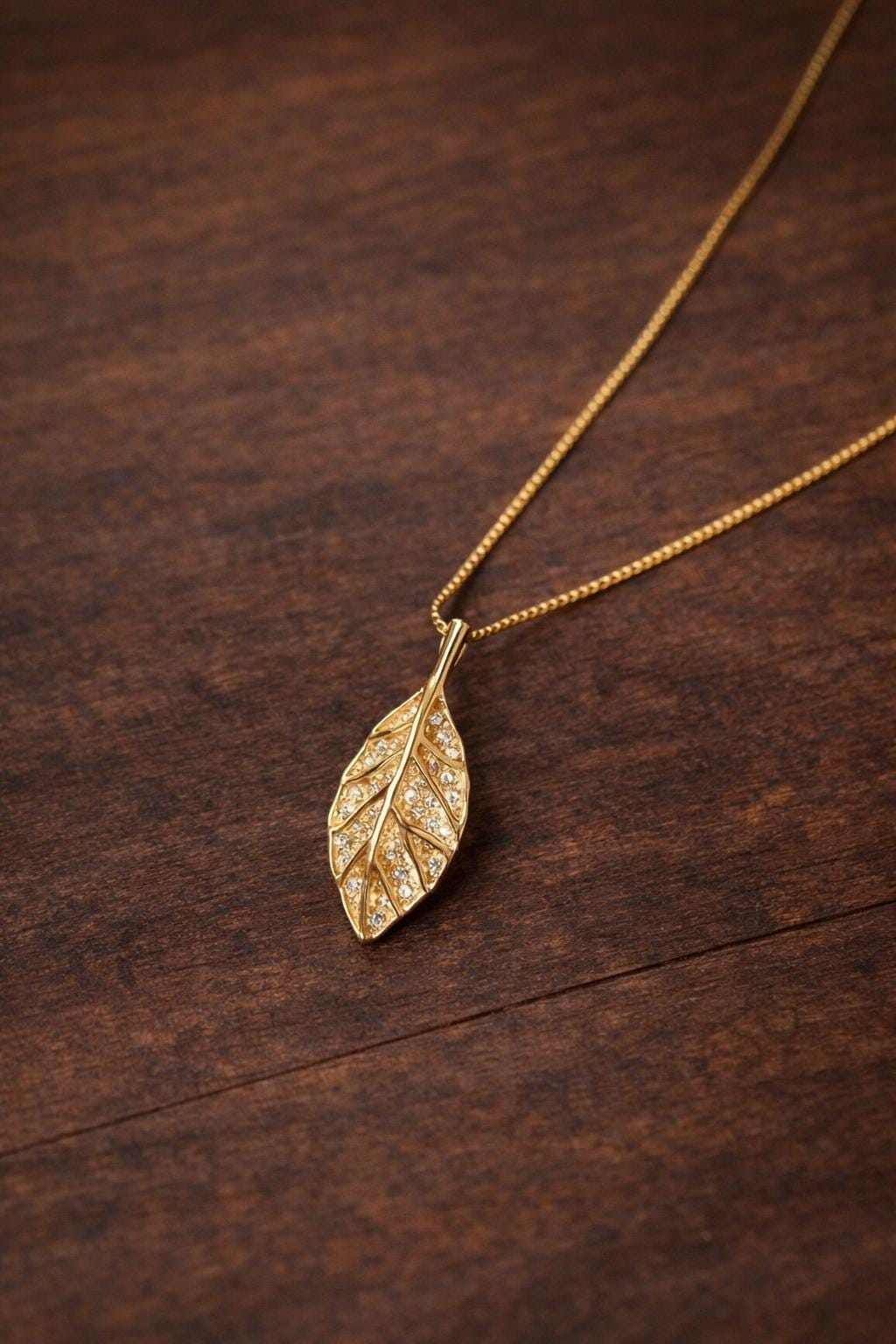 Sterling Silver Leaf Pendant Necklace, Minimalist Mori Style Nature Jewelry