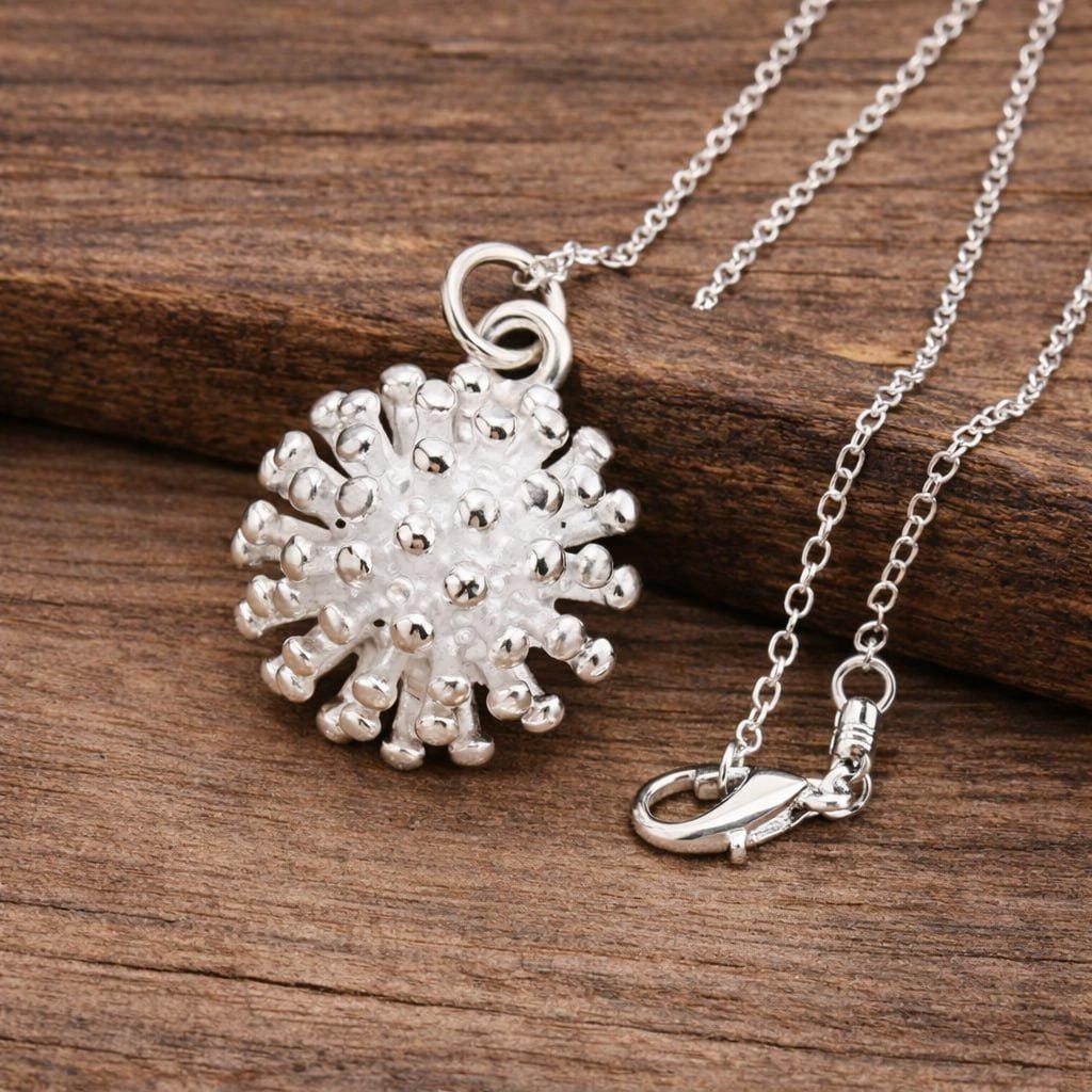 Sterling Silver Plated Coral Pendant Necklace, Ocean Inspired Elegant Jewelry (16-30 Inch Chain)