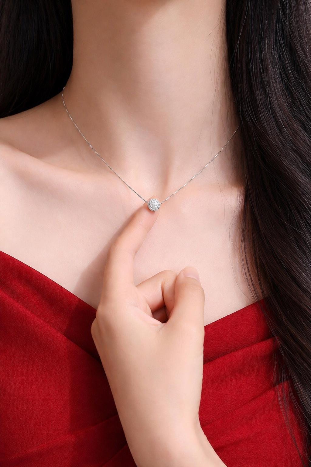 925 Sterling Silver Lucky Ball Necklace, Micro-Paved Sparkling Pendant, Vintage Elegant Jewelry