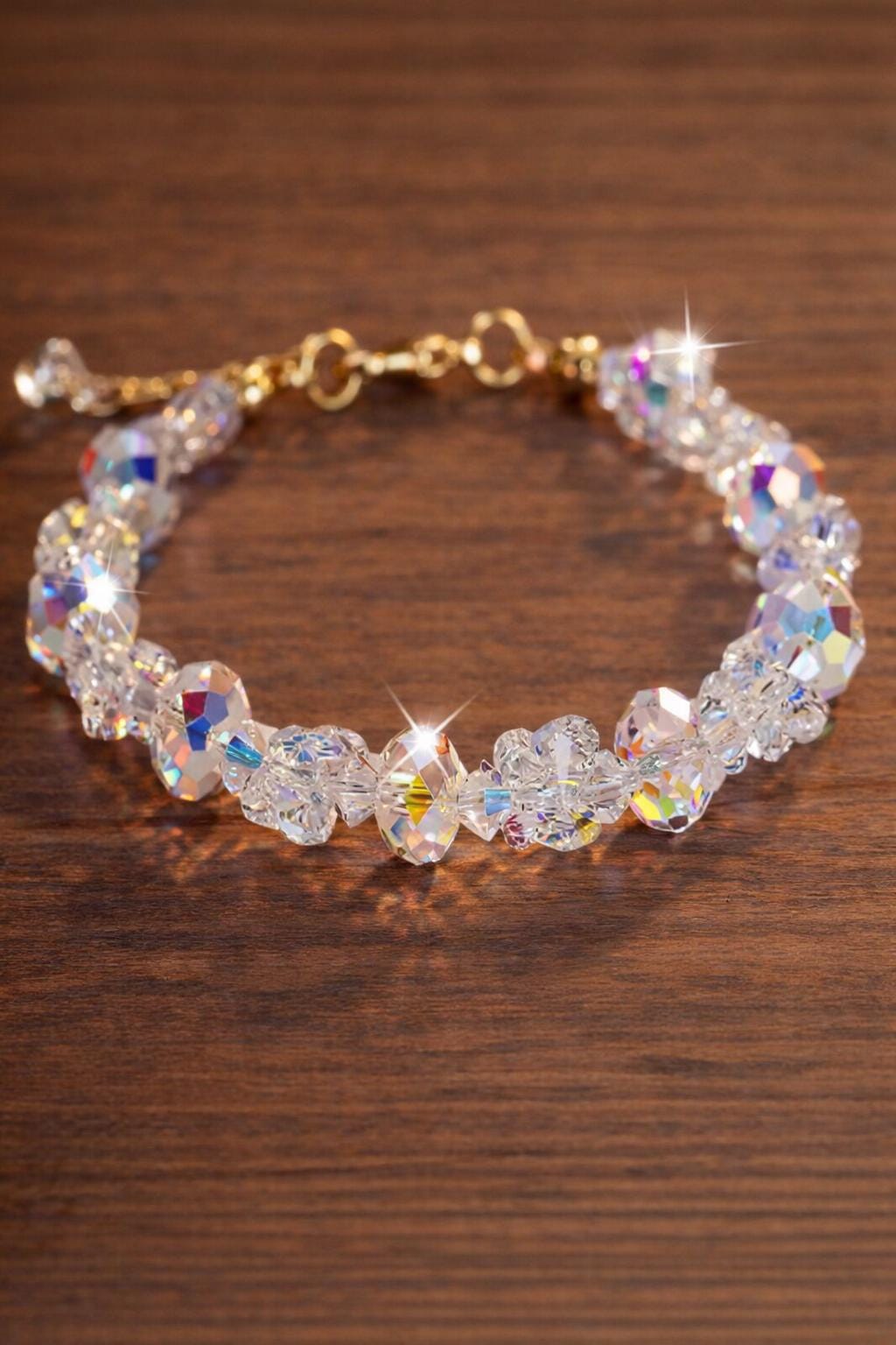 Clear Butterfly Beaded Bracelet, Transparent Crystal-Like Beads, Minimalist Daily Wear Jewelry