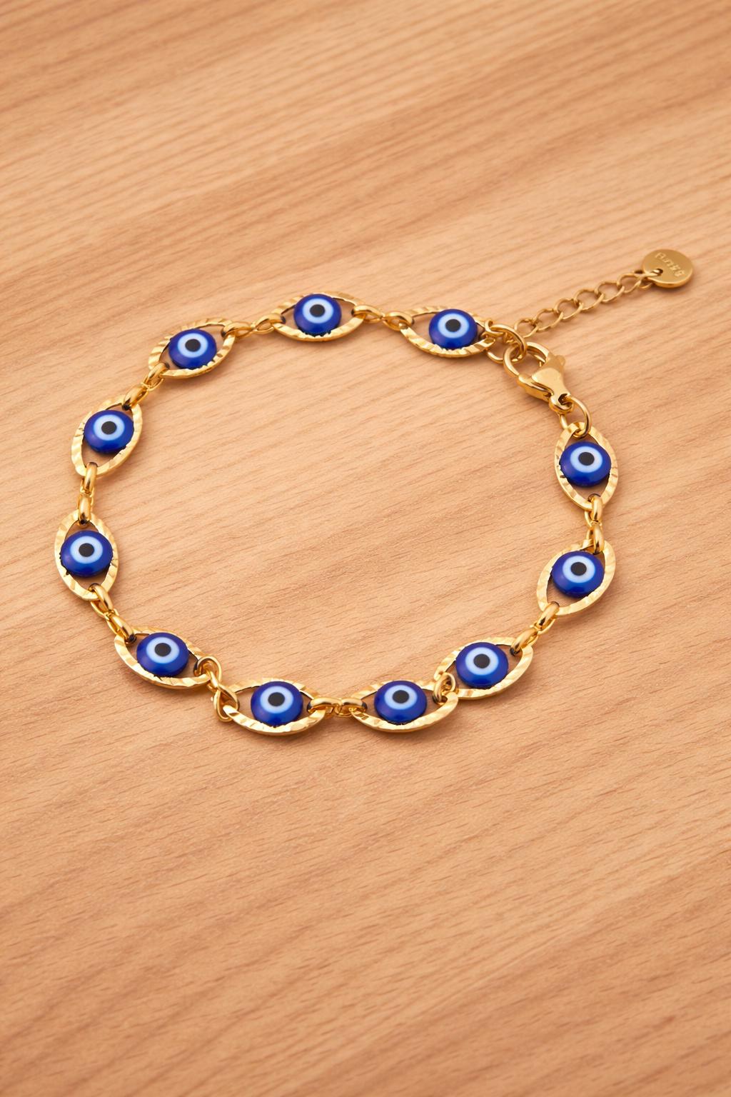 Mazuer Navy Evil Eye Tennis Bracelet, Minimalist Stainless Steel Jewelry, Vintage Elegant Protection