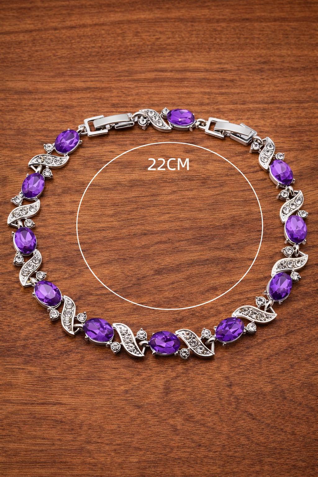 SeuSuk Men's Oval Amethyst Crystal Bracelet, Silver Tone Hip Hop Jewelry
