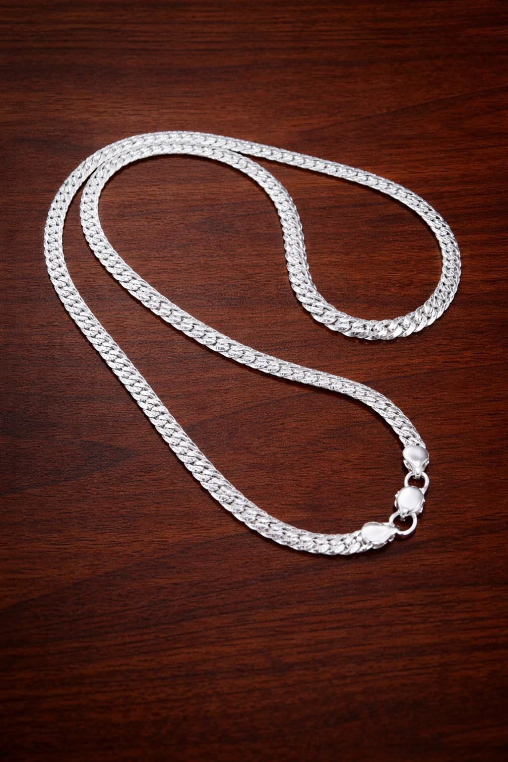 Unisex 925 Sterling Silver Chain Necklace 50cm, Minimalist Luxury Everyday Jewelry