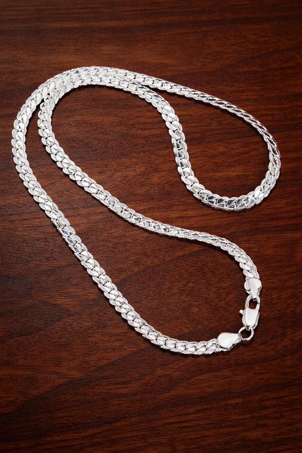 Unisex 925 Sterling Silver Chain Necklace 50cm, Minimalist Luxury Everyday Jewelry