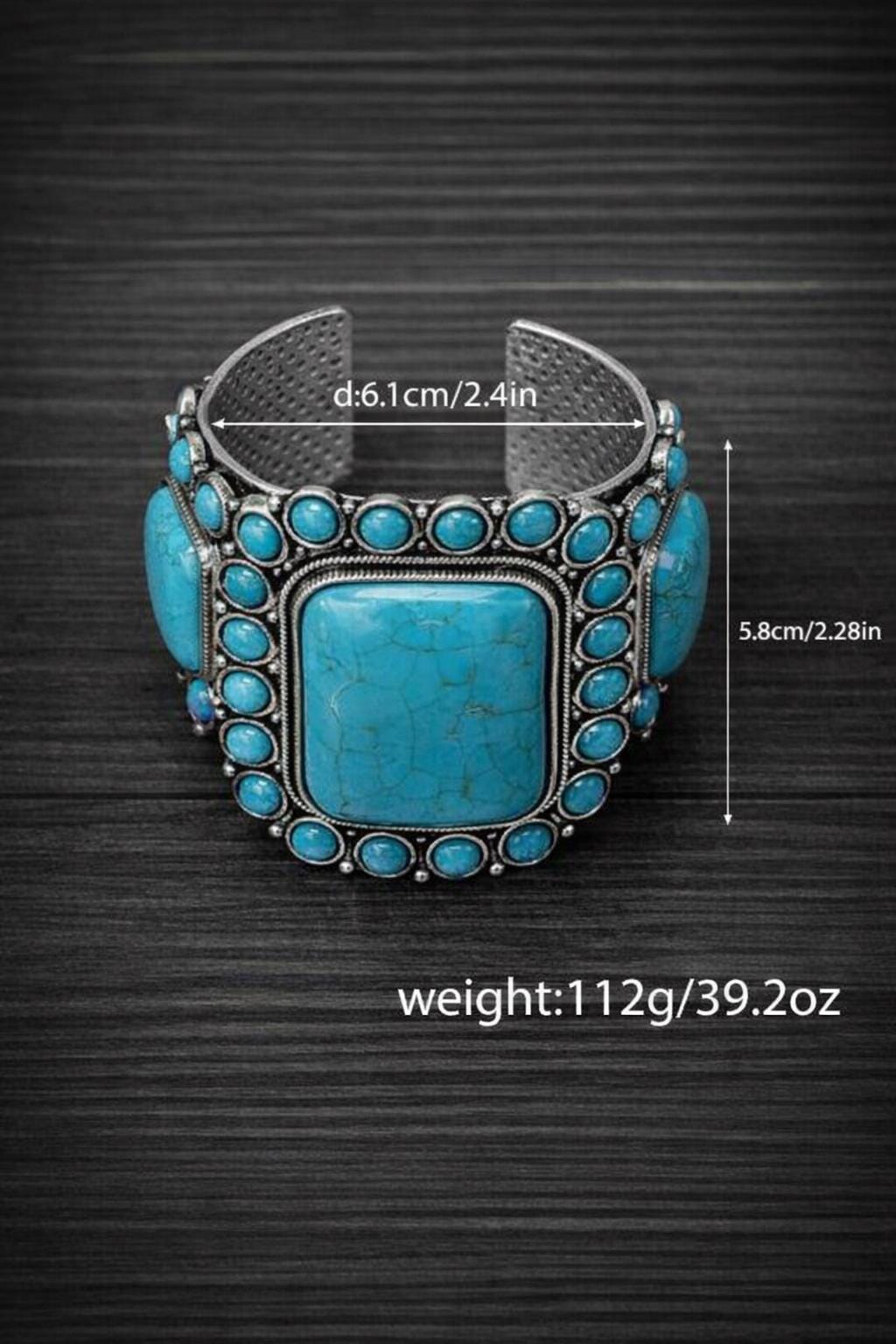 Western Cowgirl Boho Cuff Bracelet, Faux Turquoise Statement Jewelry, Vintage Bohemian Style