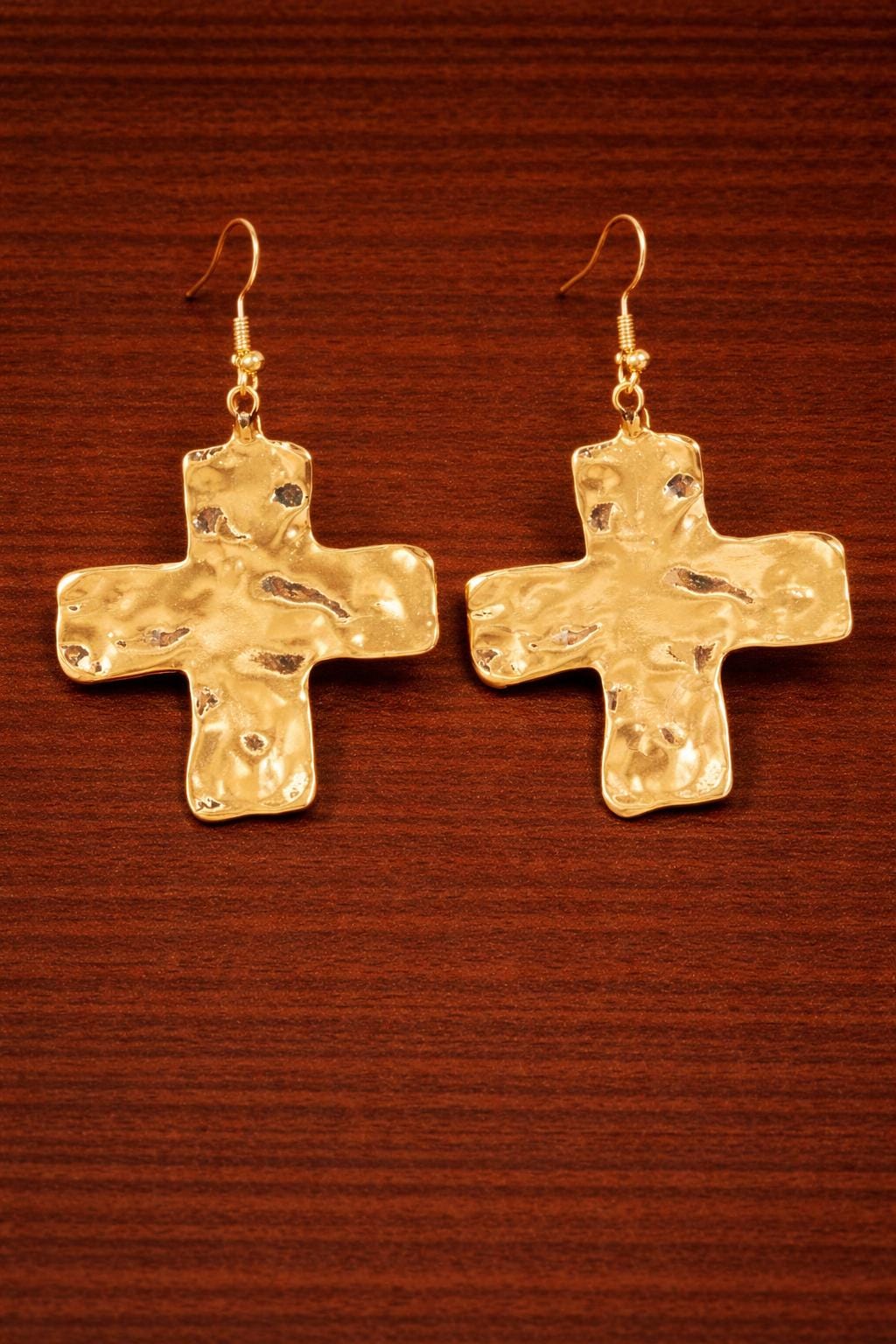 Textured Exaggerated Cross Dangle Earrings, Minimalist Statement Jewelry