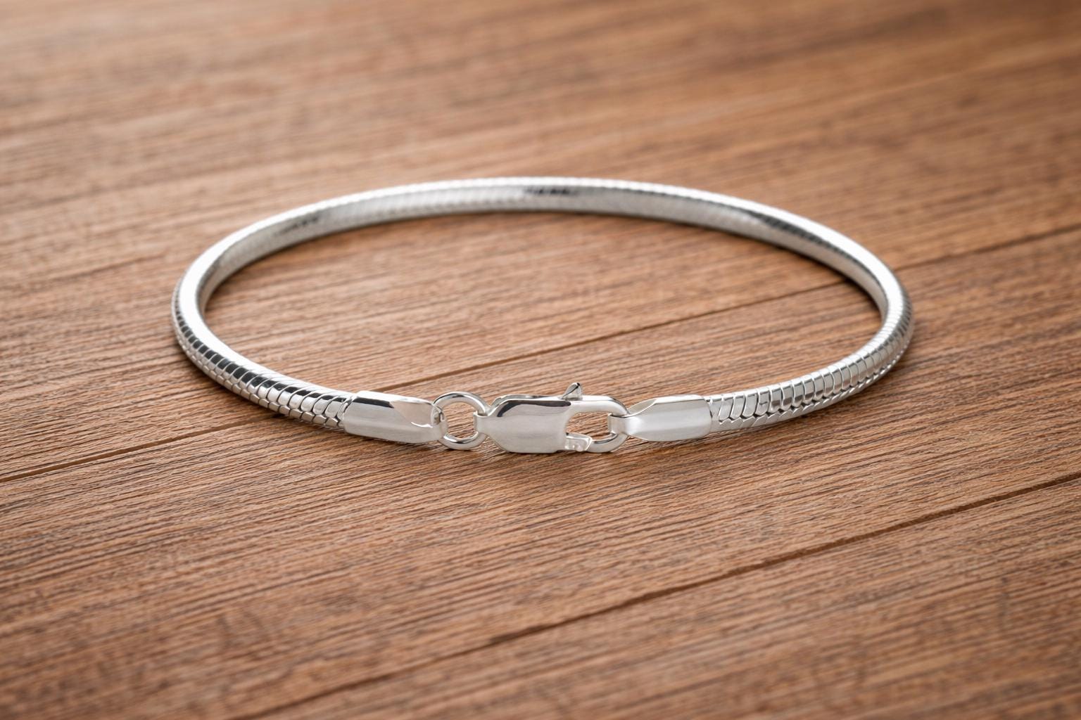 925 Sterling Silver Adjustable Snake Chain Bracelet 16–23cm, Minimalist Elegant Style