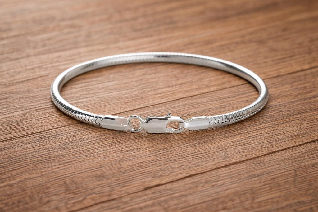 925 Sterling Silver Snake Chain Bracelet, Minimalist Elegant Jewelry, Adjustable 16-23cm