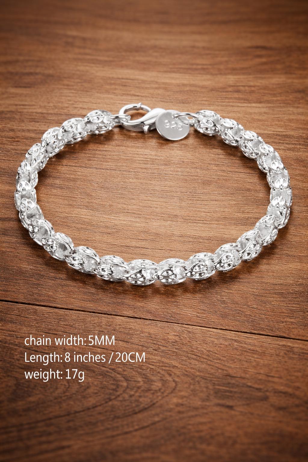 Vintage Boho Sterling Silver Chain Bracelet, Minimalist Everyday Jewelry