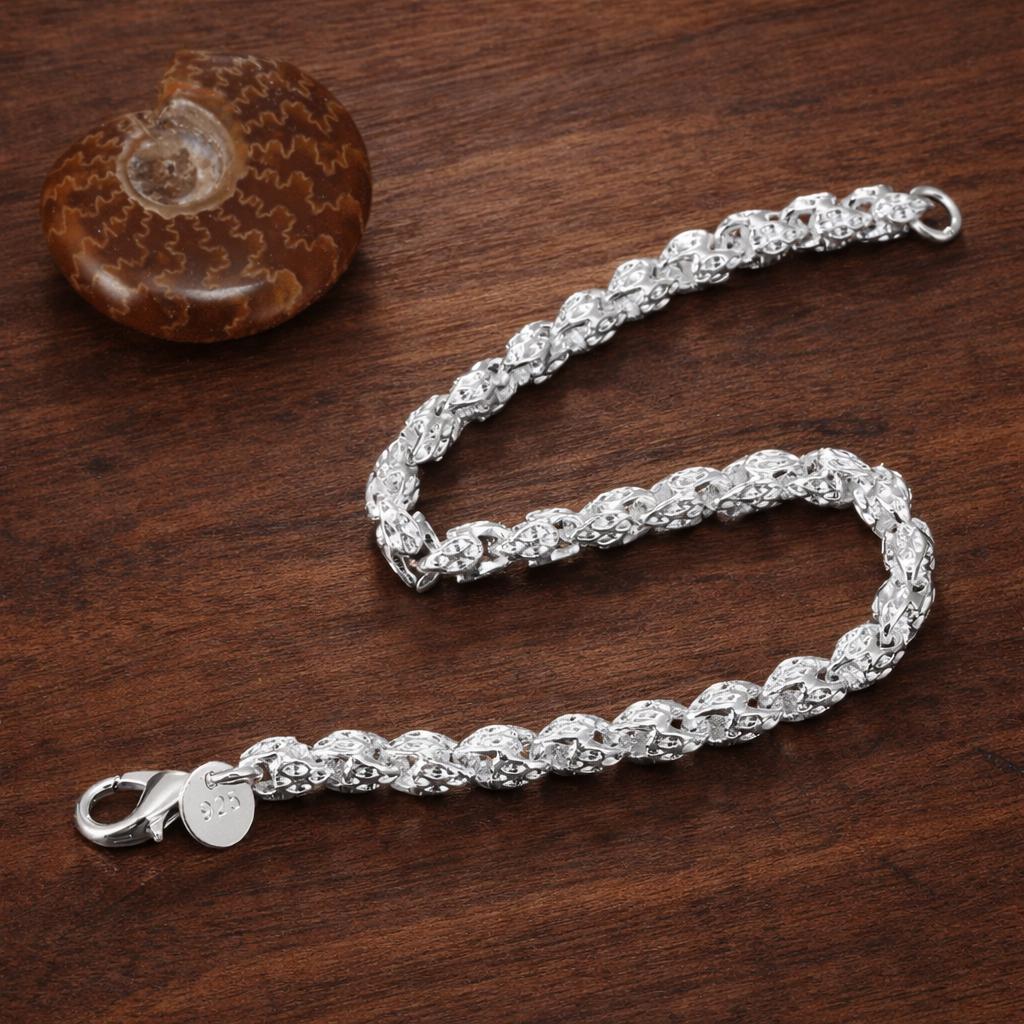 Vintage Boho Sterling Silver Chain Bracelet, Minimalist Everyday Jewelry