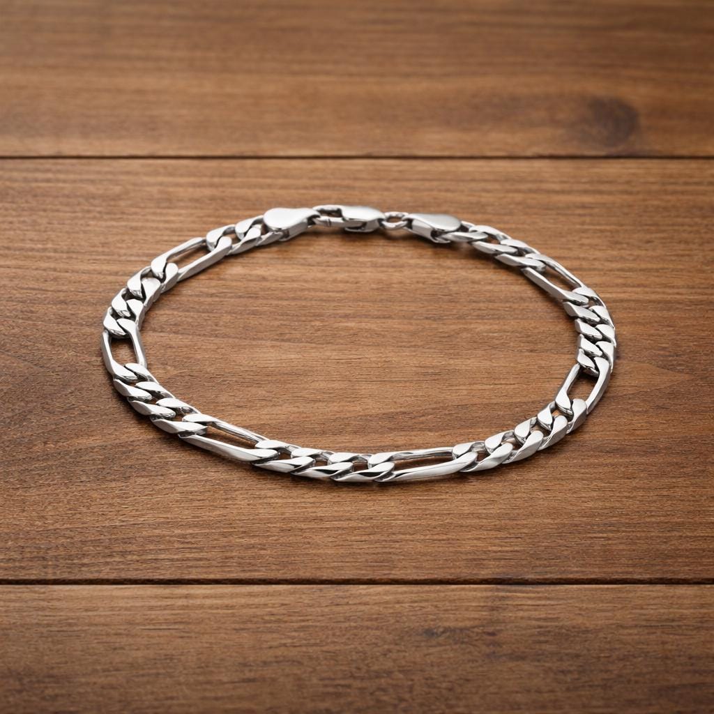 925 Sterling Silver Figaro Chain Bracelet, Minimalist Unisex Jewelry, Classic Link Bracelet Gift