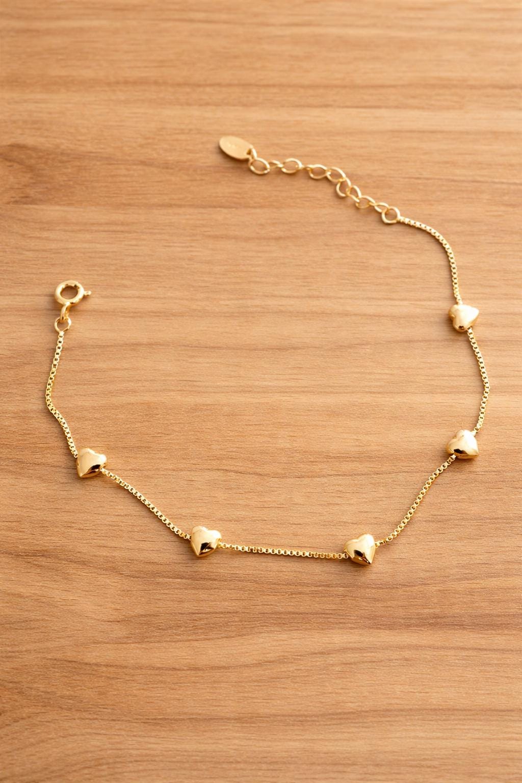 Sterling Silver Heart Bracelet, Vintage Elegant Minimalist Jewelry