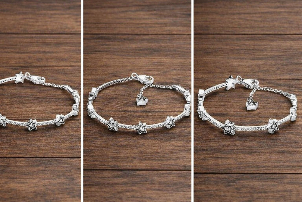 Sterling Silver Star Bracelet, Cubic Zirconia Snake Bone Chain, Minimalist Jewelry