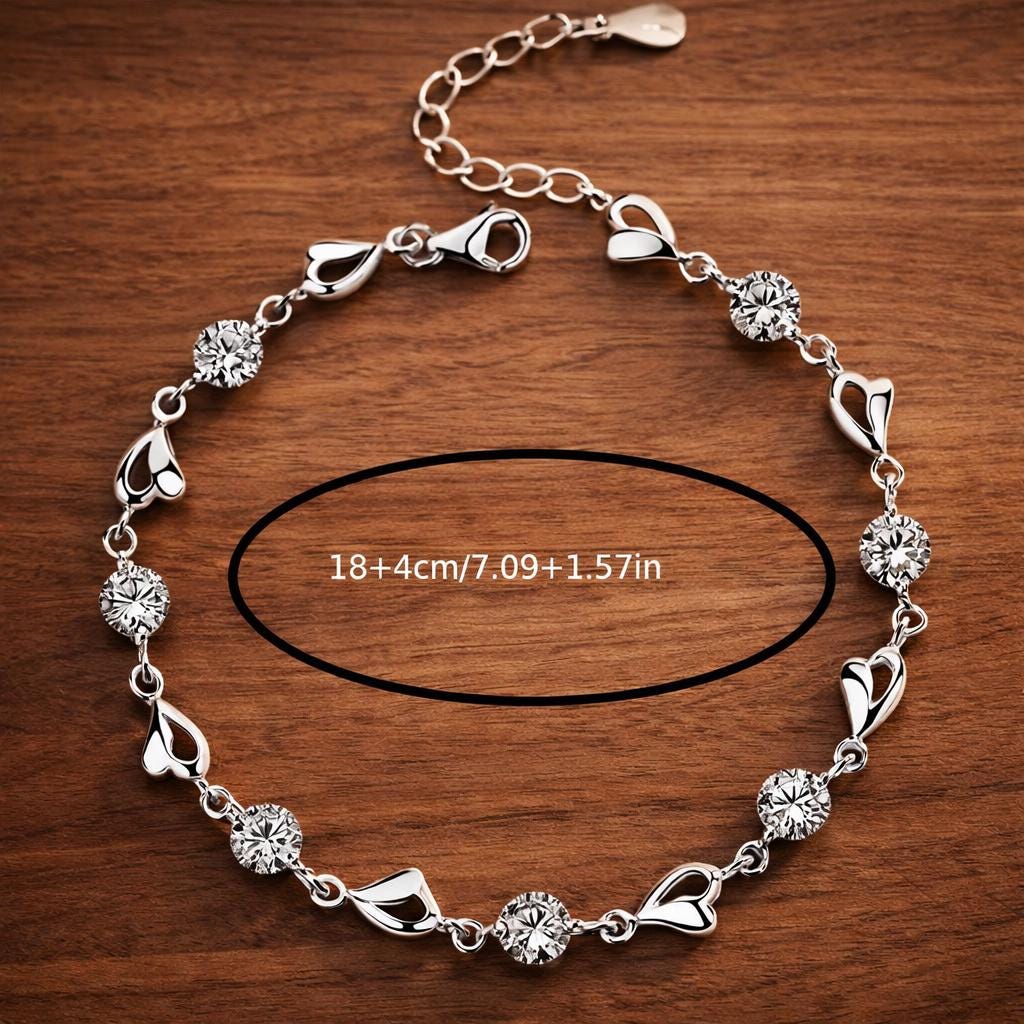925 Sterling Silver Tennis Bracelet with Zirconia Inlay, Elegant Minimalist Jewelry