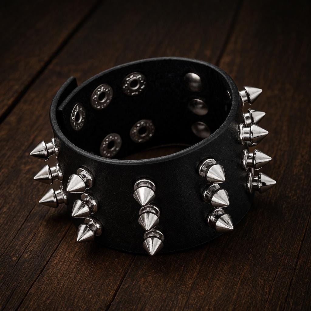 Punk Spiked Leather Bracelet – Rock Hip Hop Studded Cuff, Unisex Gothic Wristband Gift