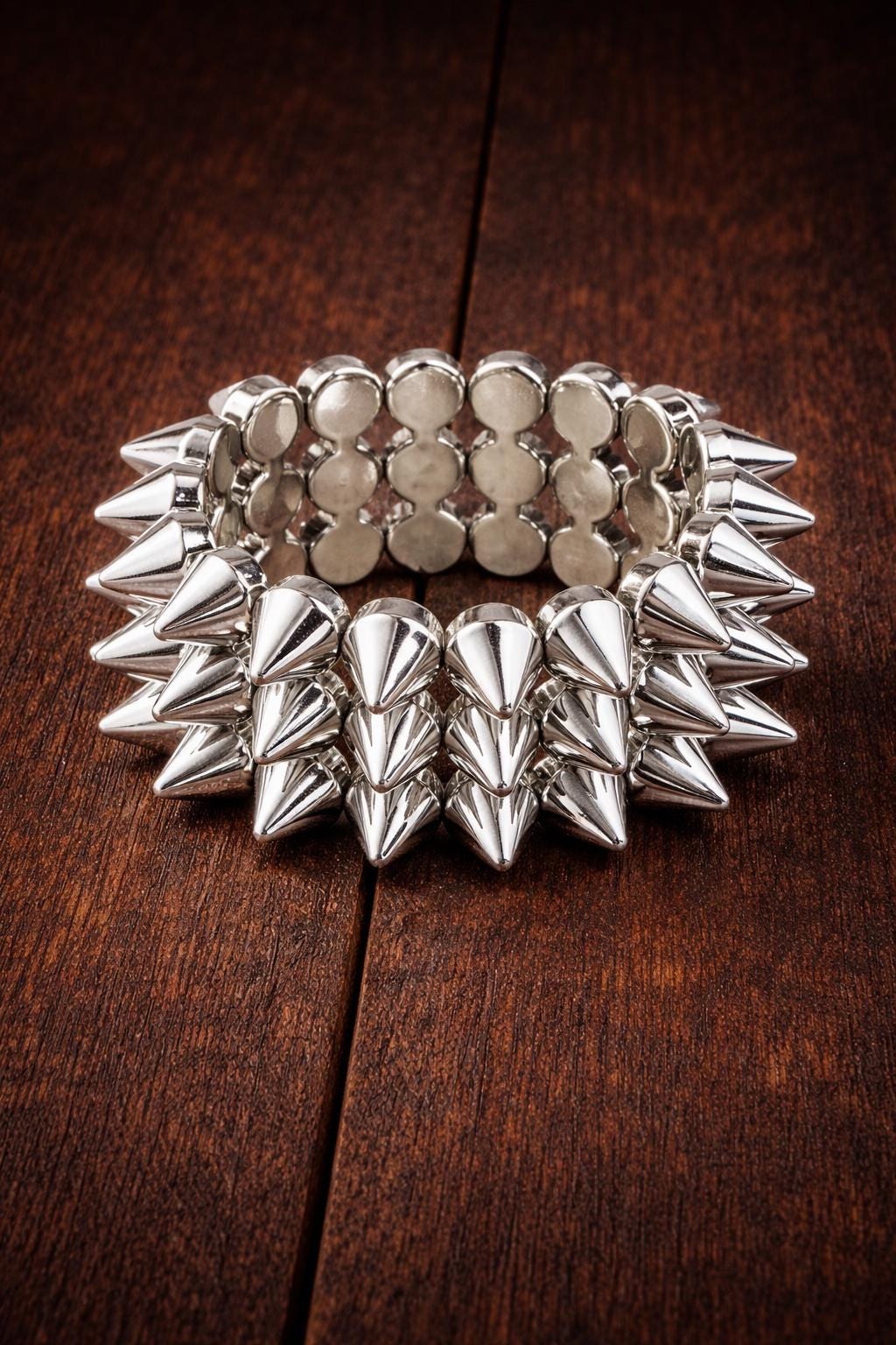 Punk Rivet Bracelet Set 2pcs Silver ABS Bangle for Women Couples Gift Festival Jewelry