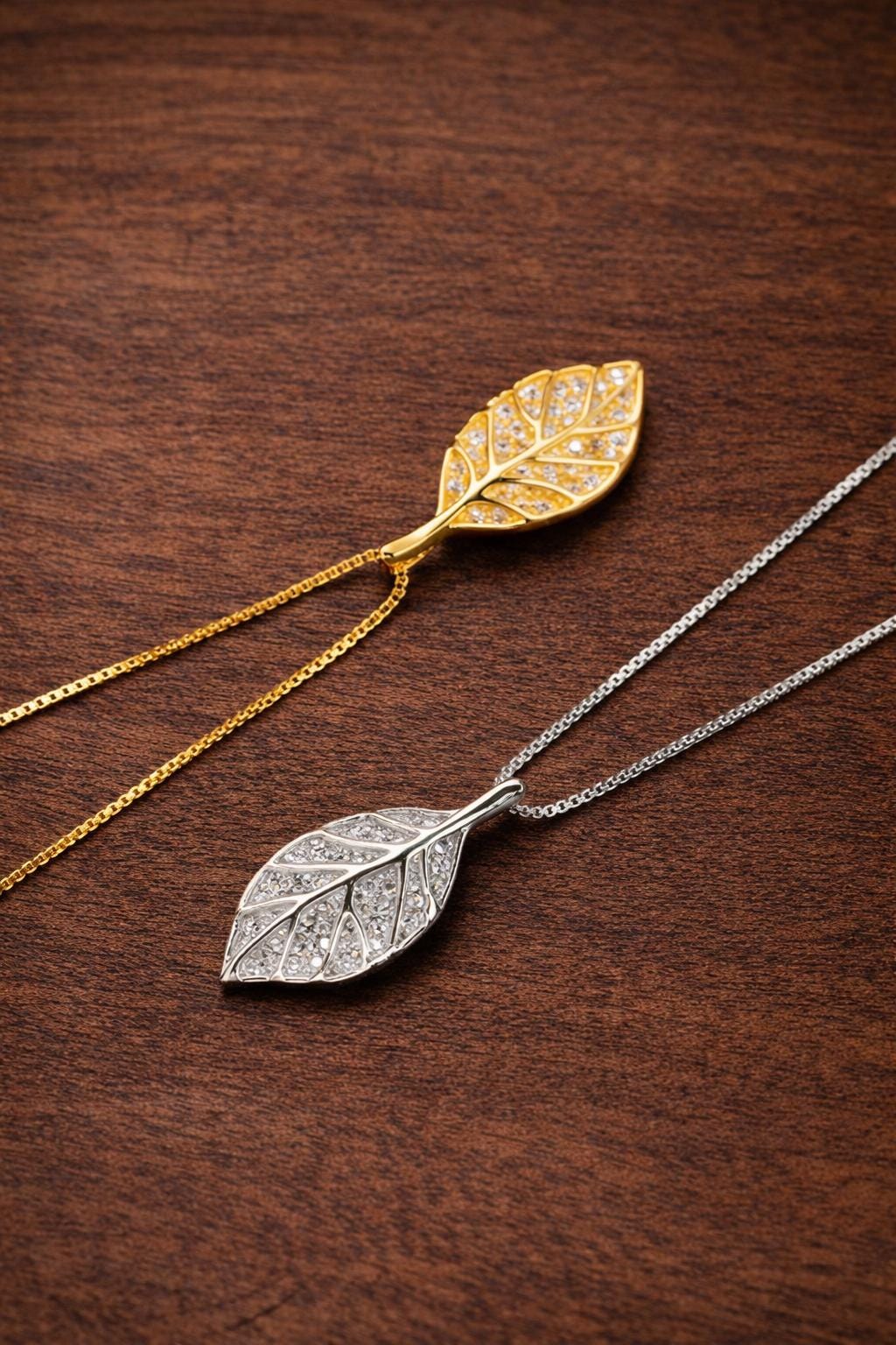 Sterling Silver Leaf Pendant Necklace, Minimalist Mori Style Nature Jewelry