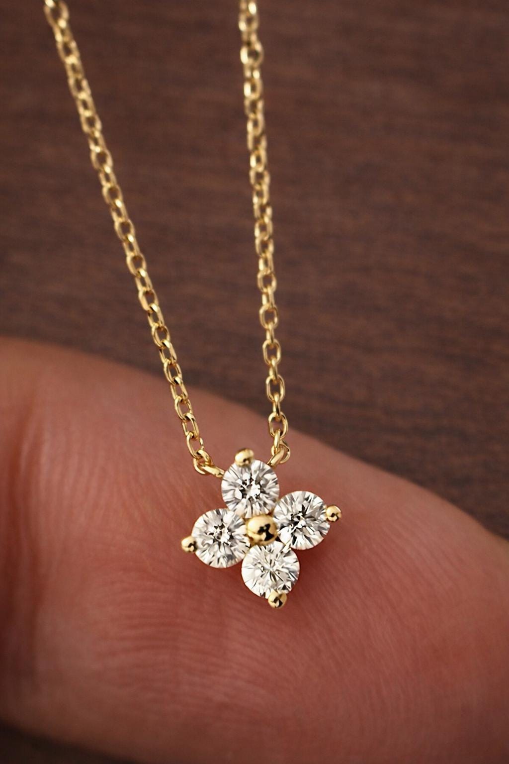 925 Sterling Silver Flower Necklace, Cubic Zirconia Pendant, Elegant Wedding Jewelry