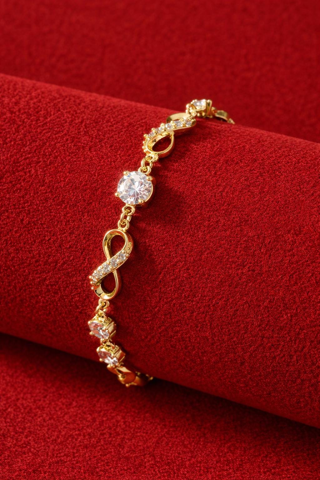 Sterling Silver Infinity Bracelet, Sparkling Rhinestone Bangle, Elegant Wedding Jewelry
