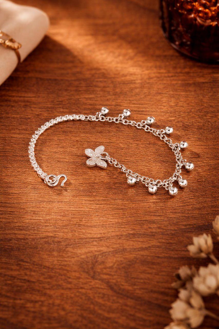 Sterling Silver Butterfly Bell Bracelet, Dainty Minimalist Chain Jewelry