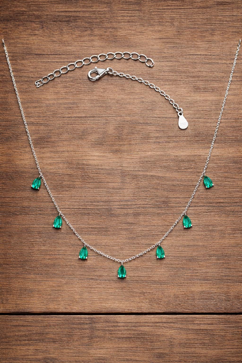 Sterling Silver Teardrop Necklace, Cubic Zirconia Pendant, Minimalist Elegant Jewelry