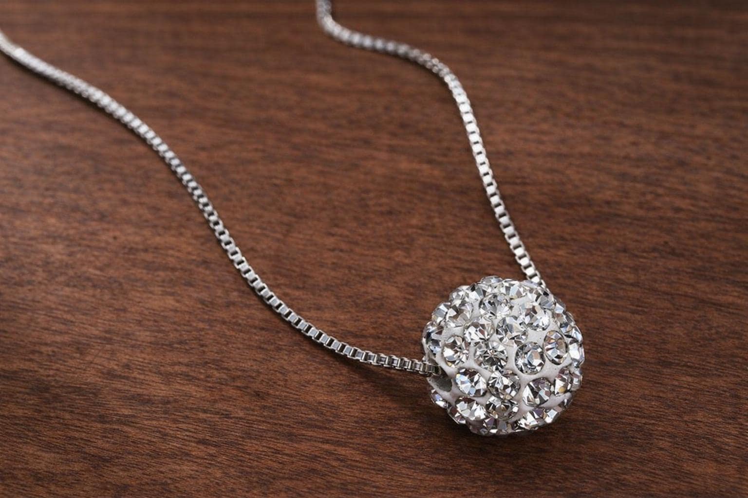 925 Sterling Silver Lucky Ball Necklace, Micro-Paved Sparkling Pendant, Vintage Elegant Jewelry