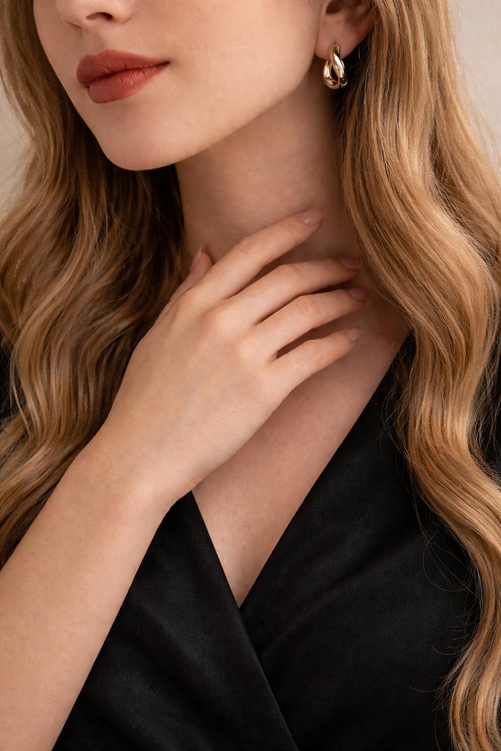 Two-Tone Twisted Hoop Earrings: Gold Silver Geometric Minimalist Jewelry