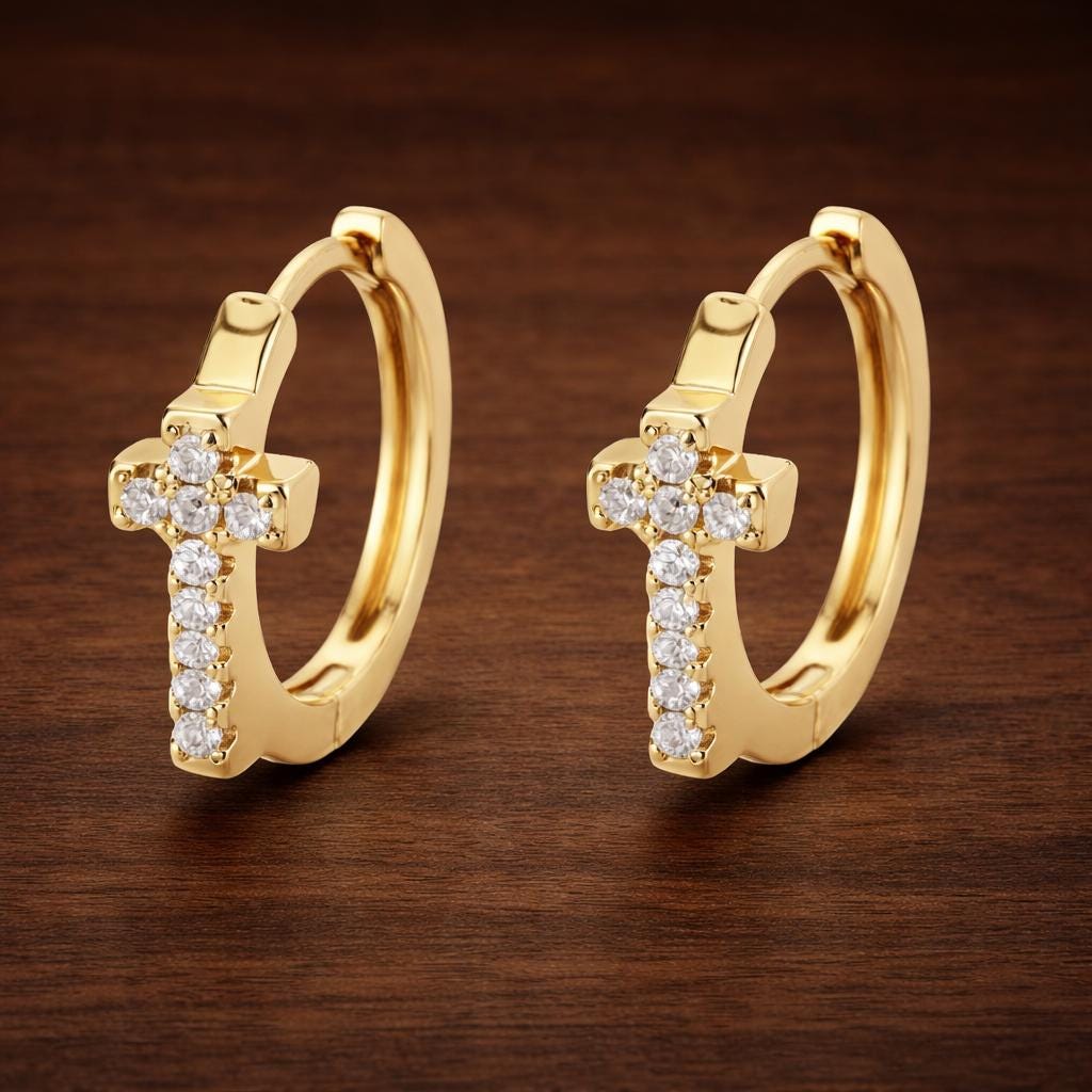 Tiny Zircon Small Hoop Earrings: Gold Stainless Steel Minimalist Jewelry