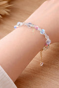 Clear Butterfly Beaded Bracelet, Transparent Crystal-Like Beads, Minimalist Daily Wear Jewelry
