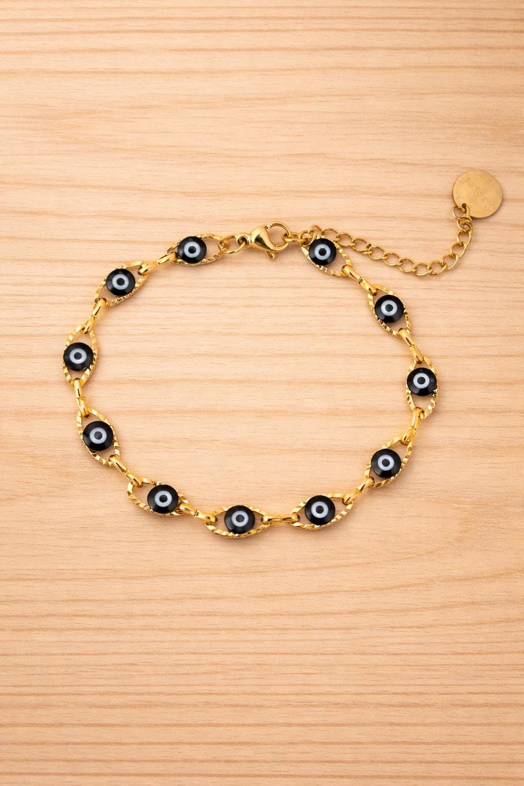 Mazuer Navy Evil Eye Tennis Bracelet, Minimalist Stainless Steel Jewelry, Vintage Elegant Protection