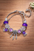 Dreamcatcher Purple Bead Bracelet, Sakura Charm, Adjustable Snake Chain, Boho Jewelry Gift