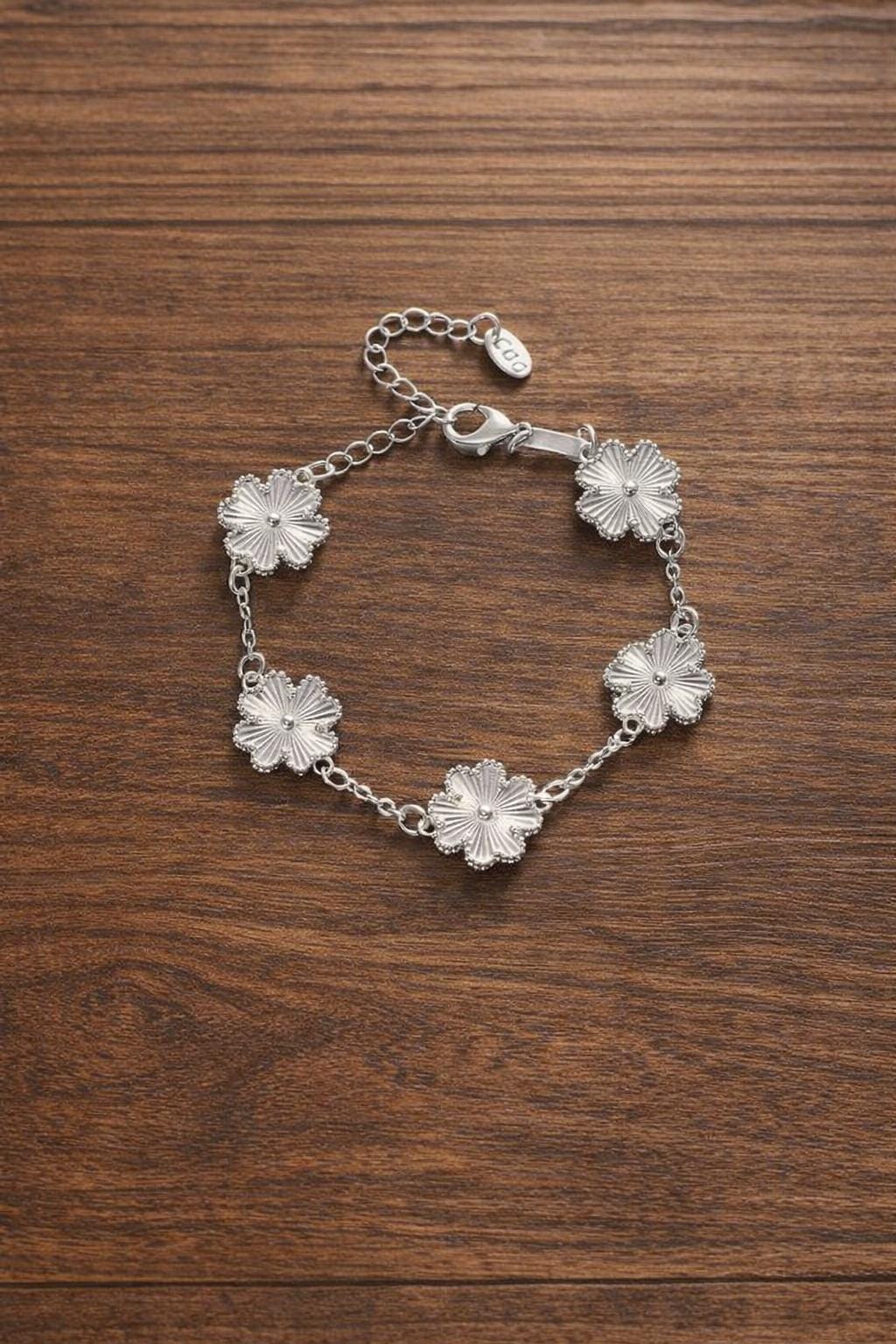 Gold Four Leaf Clover Bracelet, Lucky Charm Jewelry, Minimalist Style