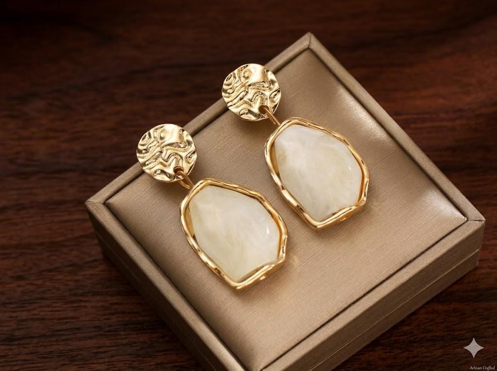 Bohemian Resin Earrings, Luxury Statement Dangle, Classic Versatile Jewelry for Women