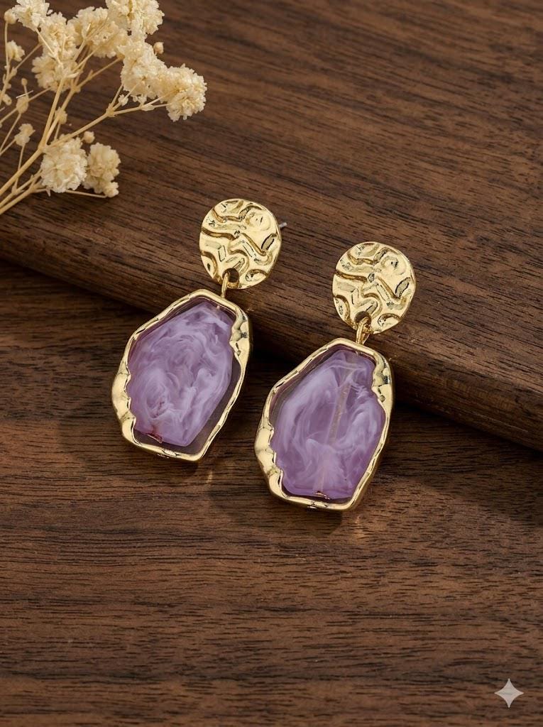Bohemian Resin Earrings, Luxury Statement Dangle, Classic Versatile Jewelry for Women